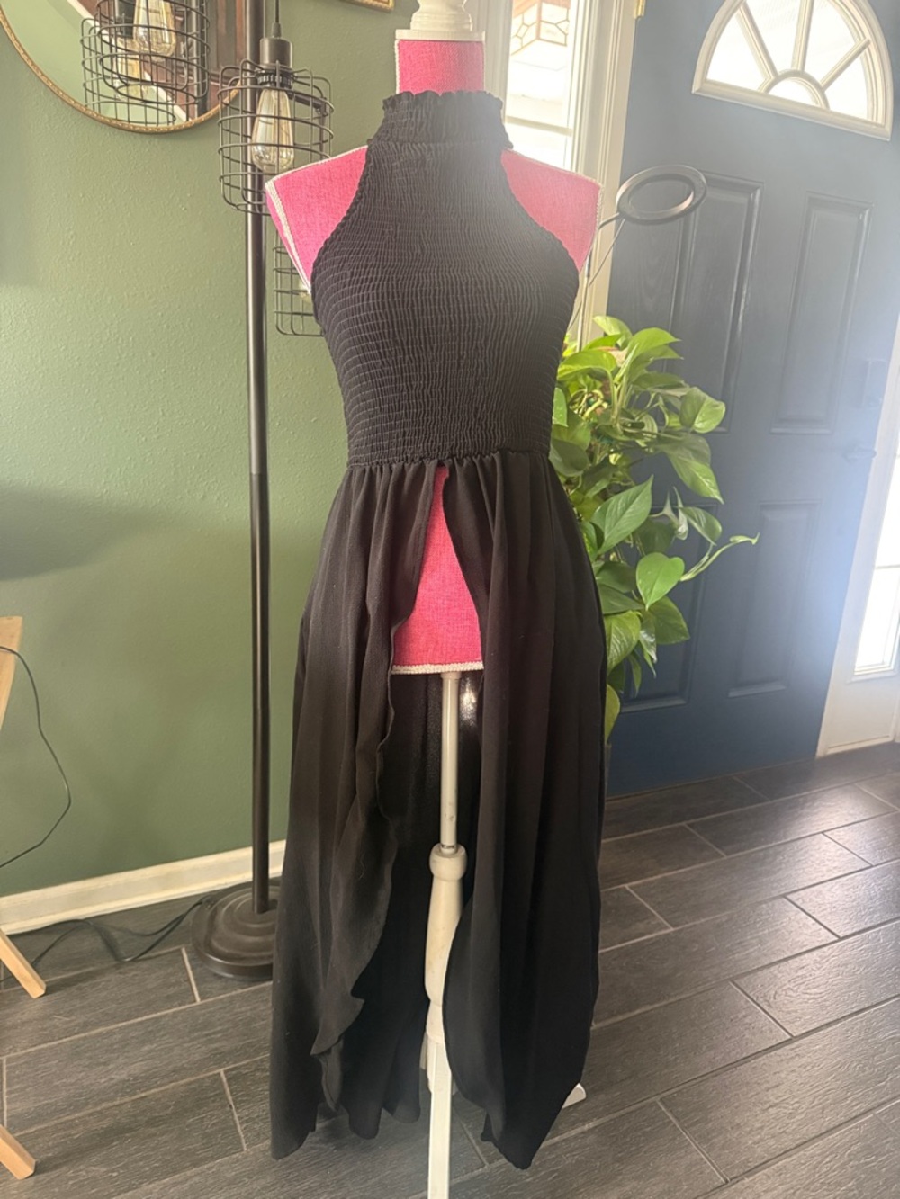 Black Halter High-Low top. This is not a dress.